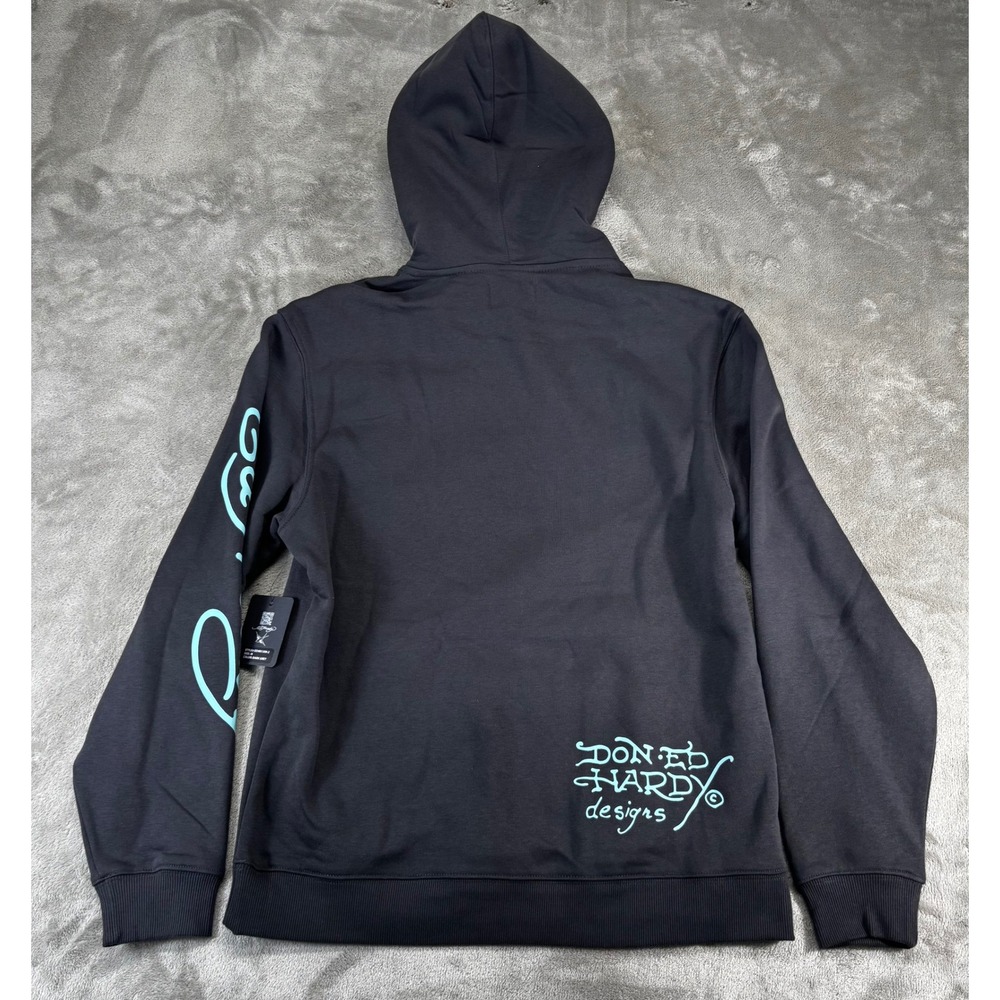 NEW Ed Hardy Hoodie Mens Medium Dark Grey New Tattoo Eagle Skull EEHM1300-2 - Picture 6 of 6